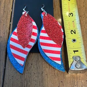 Red and Blue Glitter American earrings. New
